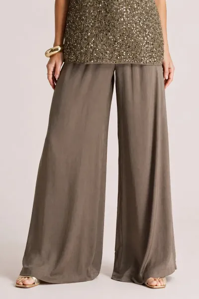 Pantalón Palazzo Fluido con Fajín de Rejilla - Moutaki