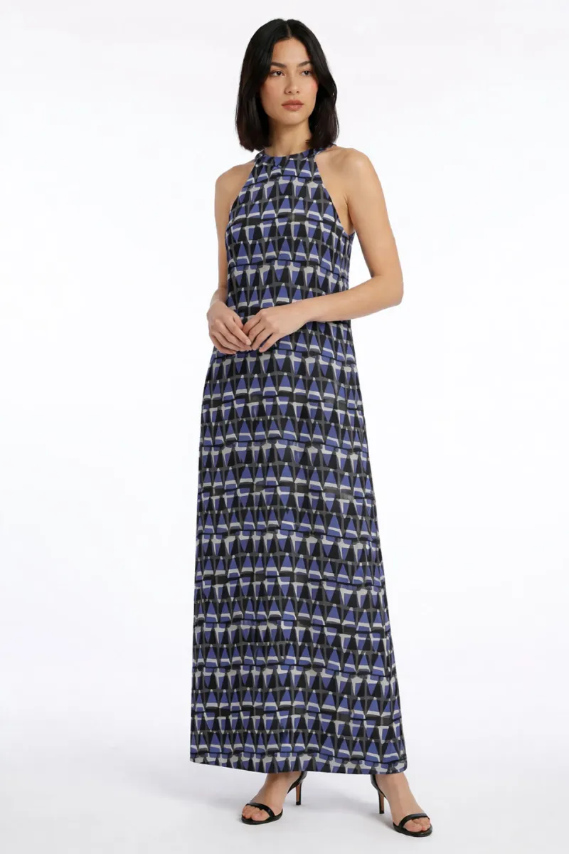 Vestido largo geométrico triángulos | CafèNoir | RettoModaStils
