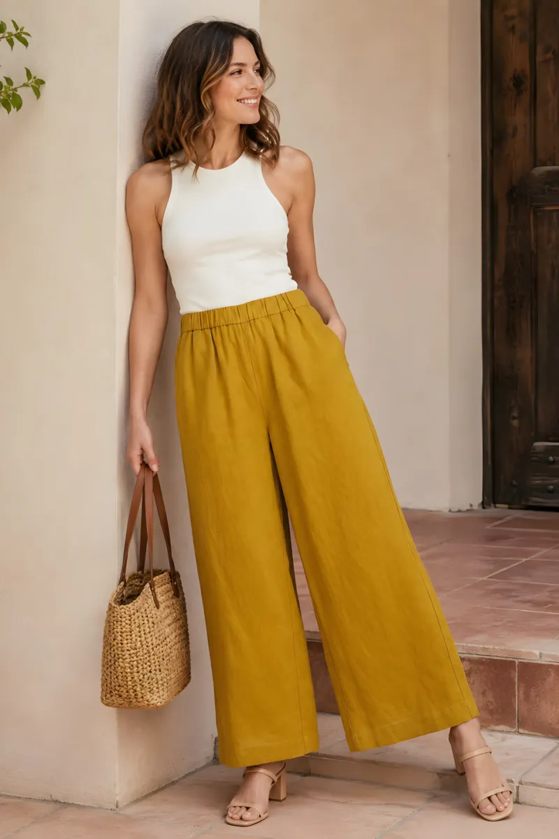Pantalón ancho de algodón lino | Desires | RettoModaStils