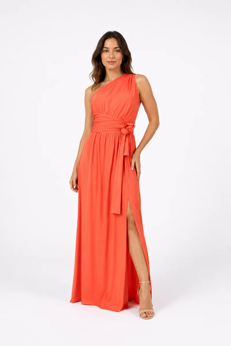 Vestido fiesta asimétrico naranja | Sarah Chole | RettoModaStils