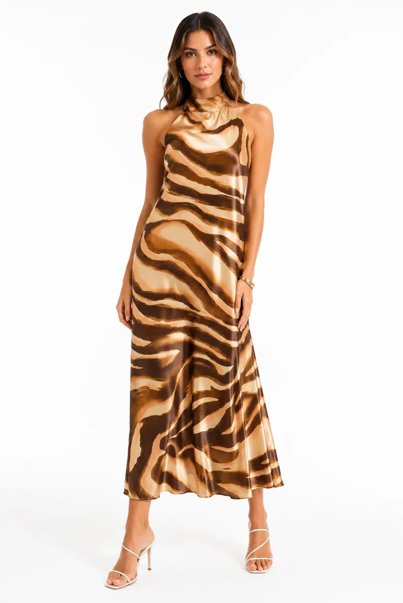 Vestido largo halter animalier | Phard | RettoModaStils