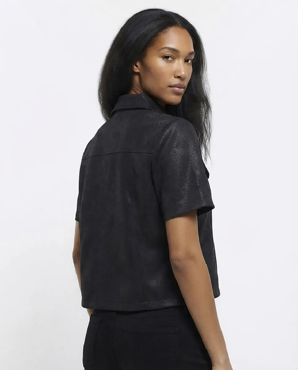Chaqueta corta Esma efecto ante con bolsillos | NÜ | RettoModaStils