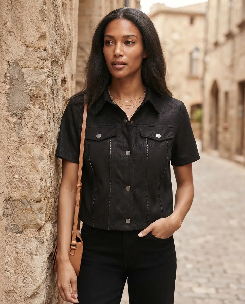 Chaqueta corta Esma efecto ante con bolsillos | NÜ | RettoModaStils