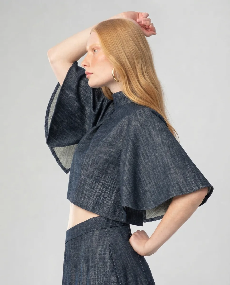 Blusa vaquera corta de manga murcielago | Moutaki | RettoModaStils