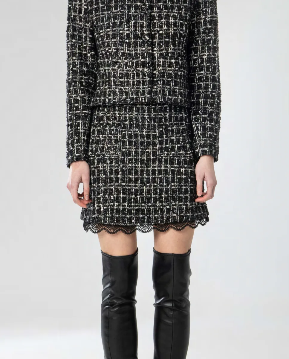 Falda corta de tweed de cuadros | Moutaki | RettoModaStils
