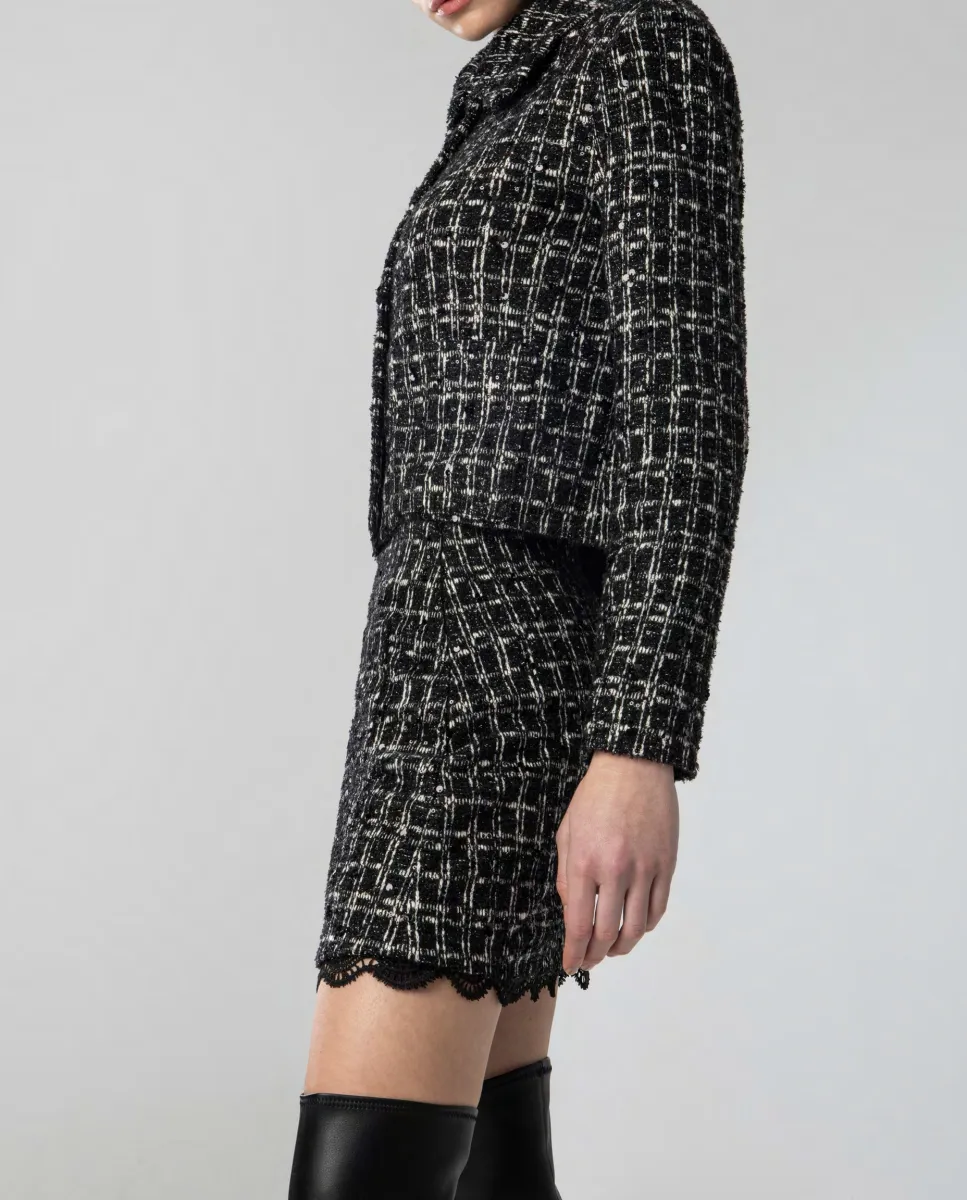 Falda corta de tweed de cuadros | Moutaki | RettoModaStils