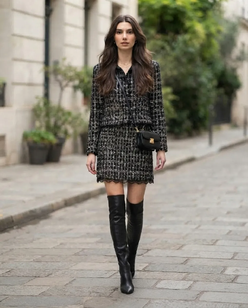 Falda corta de tweed de cuadros | Moutaki | RettoModaStils