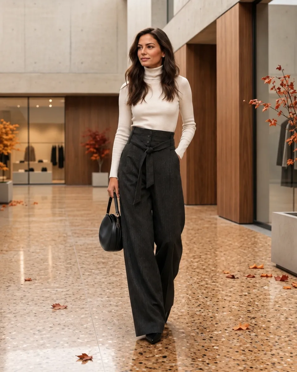 Pantalon palazzo con cinturon | Moutaki | RettoModaStils